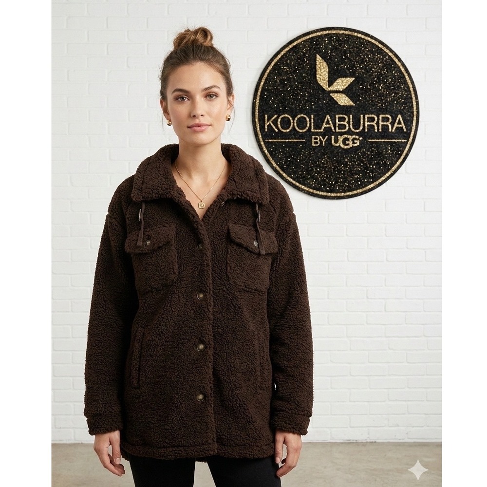 🤑UGG/Koolaburra Sherpa Fleece Jacket🤎Brown Shacket Oversized Cozy CabinCore L